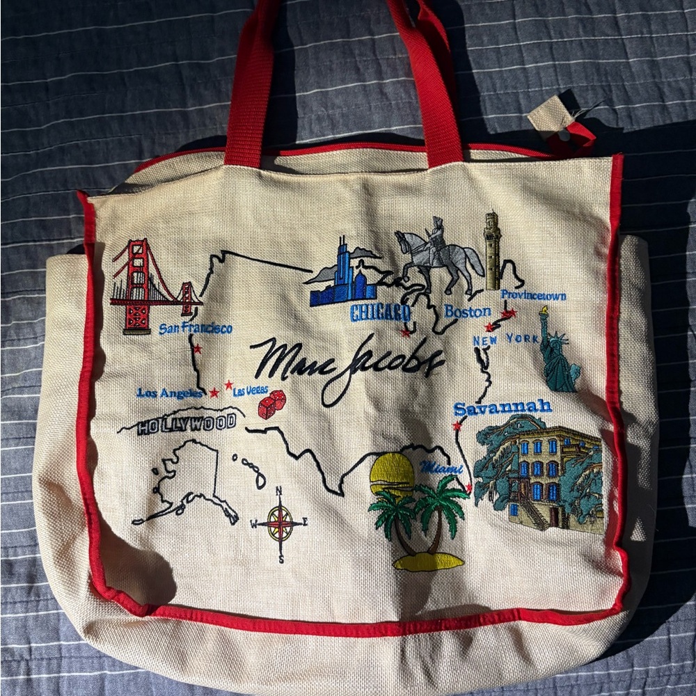 Marc Jacobs Cream and Red Travel Bag